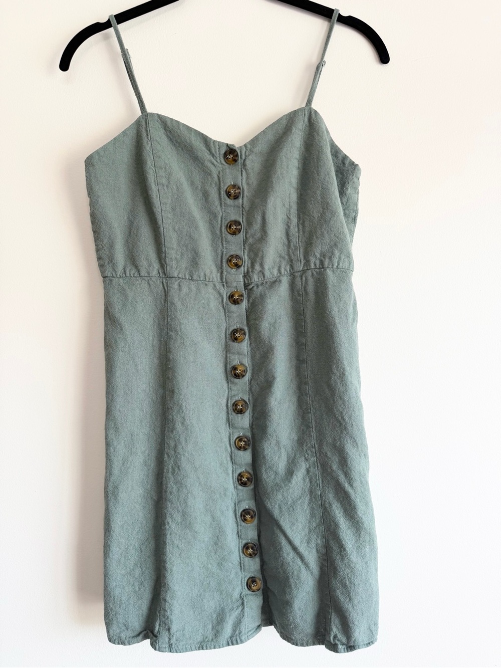Altar’d State Green Linen Blend Button Front Mini Dress Size Small